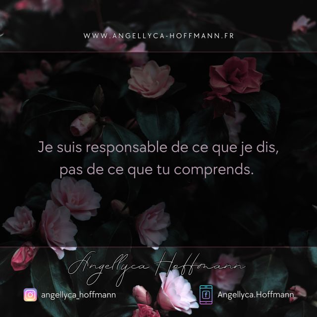 Pour ceux et celles qui ont du mal avec le texte sur les images : Je suis responsable de ce que je dis, pas de ce que tu comprends. 

Et j'ajouterais que je suis aussi responsable de ce que je FAIS et pas de ce que tu comprends, ni de ce que tu fais non plus. 

Une fois que tu as dit ou fait, ce qui en résulte ne te regarde pas. Ça appartient à la personne en face de toi. Soit elle y réfléchit et comprend, soit elle ne le fait pas, ou soit elle le fait mais ne comprend pas. C'est valable dans les deux sens bien entendu, tu dois accorder ce que tu t'accorde, toujours. 
C'est valable pour plein de choses. Les valeurs, la vision du monde, ou la simple logique, l'évidence, ce qui est juste. 
Tu ne peux pas brader tout ça si la personne ne comprend pas, ce n'est pas ton problème. 
Tu sais, quelque soit ta vision du monde, ta religion, ta culture.... Rien de tout ça n'est valable lorsqu'il s'agit de réflexion. Ce que je veux dire par là et aussi dur et difficile que ce soit dans la pratique, que ce soit, là encore, que les gens n'approfondissent pas assez et se laissent influencer parce qu'ils ou elles ont sous le nez.... Ça non plus ça ne te regarde pas. C'est très dur dans la pratique, vraiment. Mais pourtant, c'est ce qui est à faire. C'est là qu'on voit que se détacher de la société est extrêmement compliqué, ça demande un travail colossal. Je crois que beaucoup de gens ne se rendent pas compte jusqu'où ce travail va en profondeur, et jusqu'où il mène. Tu te retrouves à être à des kilomètres de ce que les autres comprennent, font, pensent, ou pas. Et tu te retrouves, aussi, à être traité(e) de prétentieux ou prétentieuse, juste parce qu'on ne veut pas faire le boulot que tu as fait et que ça touche l'égo, souvent trop faible ou au contraire démesuré.
C'est pour ça qu'après avoir fait ce qui, après une vraie réflexion, te semble juste, évident, logique, il faut que tu lâches prise. 
Lâcher prise, c'est comprendre, accepter que tu n'as, par la suite, aucun pouvoir sur le résultat. C'est de laisser justement, comme je te le dis depuis le début, laisser la personne en face de toi avec ce qu'elle pense, ressent, comprend. 

Prends soin de toi 🖤

#coach #coaching
